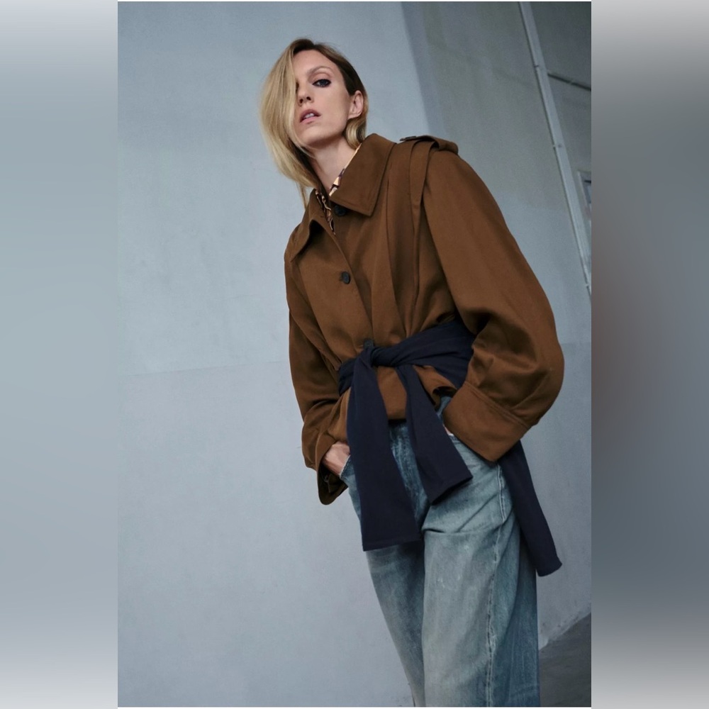 NEW!!! ZARA PLEATED JACKET WITH TABS ZW COLLECTION Size L